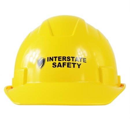 INTERSTATE SAFETY Snap Lock 6Pt Ratchet Suspension Front Brim Hard Hat w/Cap-Mount Ear Muff Slots, 6-1/2" to 8", Yllw 40401